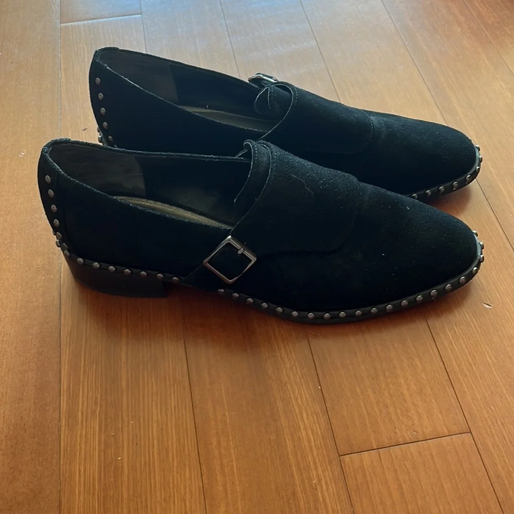 Adrianna Papell Studded Black Suede Loafers - Picture 2 of 7